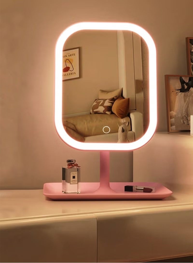 NIBEMINENT LED Makeup Mirror with 3 Lighting Modes – Touch Control, Foldable and Portable Stand – Rechargeable 2400mAh Battery – Ideal for Travel, Beauty, and Skincare – Portable and Illuminated Makeup Mirror – Perfect Birthday Gift for Women - Image 1